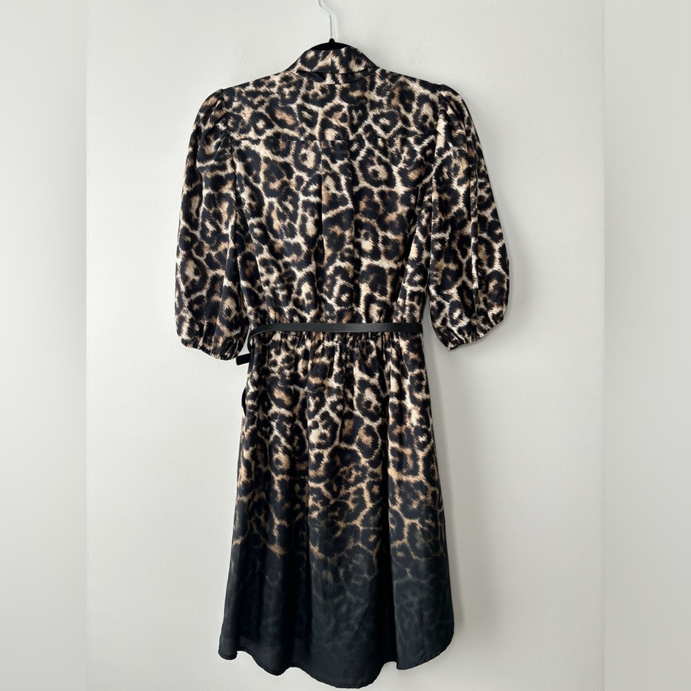 Vince Camuto Women's Leopard Animal Print Tie-Neck Belted Shirt Dress Size 4 - Picture 10 of 14